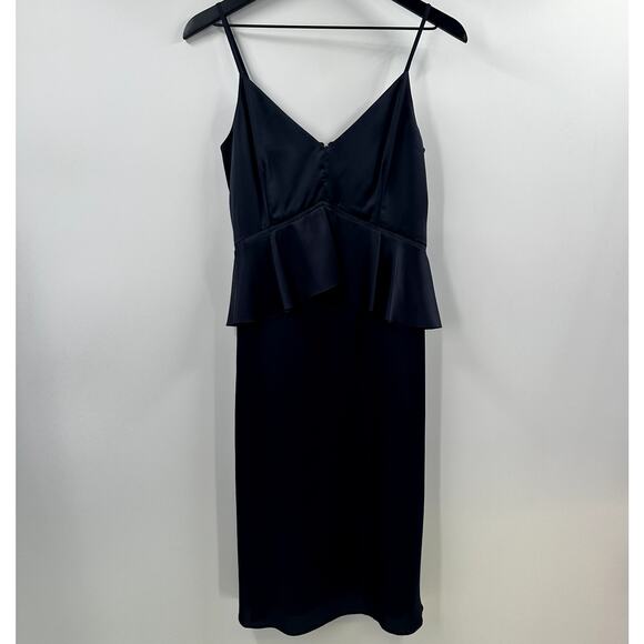 Banana Republic Midnight Blue Midi Satin Dress Size 6 - Picture 1 of 9